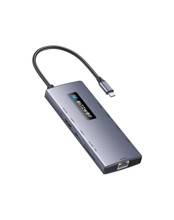 Blitzwolf 10w1 HUB BW-NEW TH8 | USB 3.0 x3 | USB-C x2 | PD 100W | HDMI | RJ45 główny