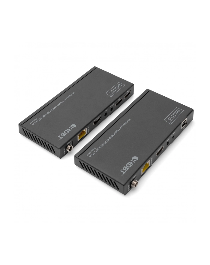 digitus Przedłużacz/Extender KVM HDMI+USB HDBaseT 70m 4K30Hz HDCP 2.2 PoC (Power over Cable) audio IR zestaw główny