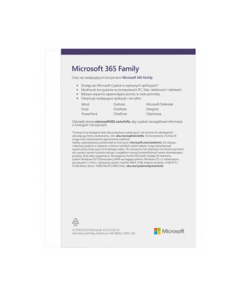 microsoft M365 Family PL 1Y 6U Win/Mac EP2-32382 nr 1