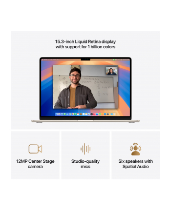 apple MacBook Air 15.3: M4 10/10, 24GB, 512GB - Księżycowa Poświata