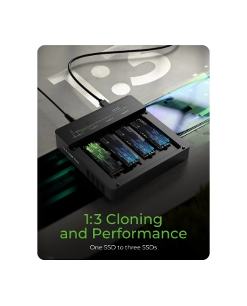 icybox Duplicator (klonowanie 1:3) dla NVMe M.2 SSD IB-4013MCL-C4 4-Bay USB4