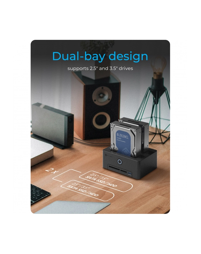 icybox Czytnik kart IB-1233CL-CR 2x 2,5/3,5 SSD/HDD główny