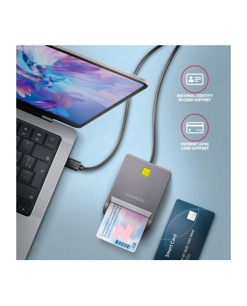 axagon Czytnik kart identyfikacyjnych CRE-SM3TC  USB-C, 1.2m kabel nr 1