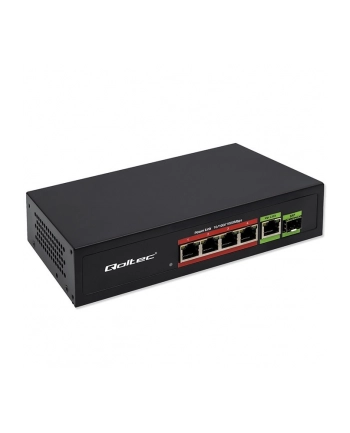 qoltec Przełącznik sieciowy SWITCH FAST ETHERNET PoE 4x RJ45 PoE 1x RJ45Uplink 1x SFP | 65W | 1000 Mb/s nr 1