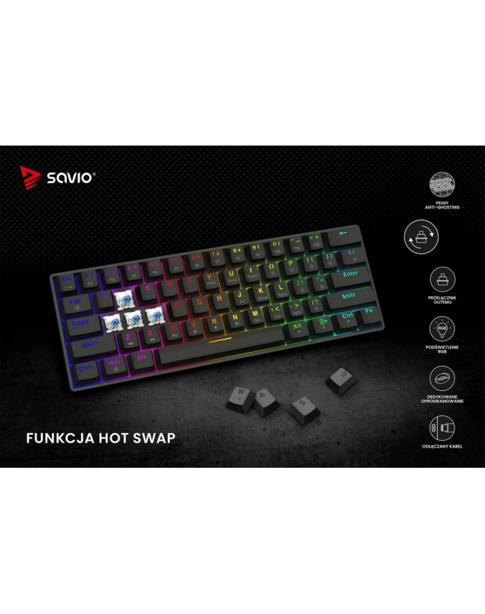savio Klawiatura mechaniczna BLACKOUT X2 OUTEMU Blue, Hot Swap główny