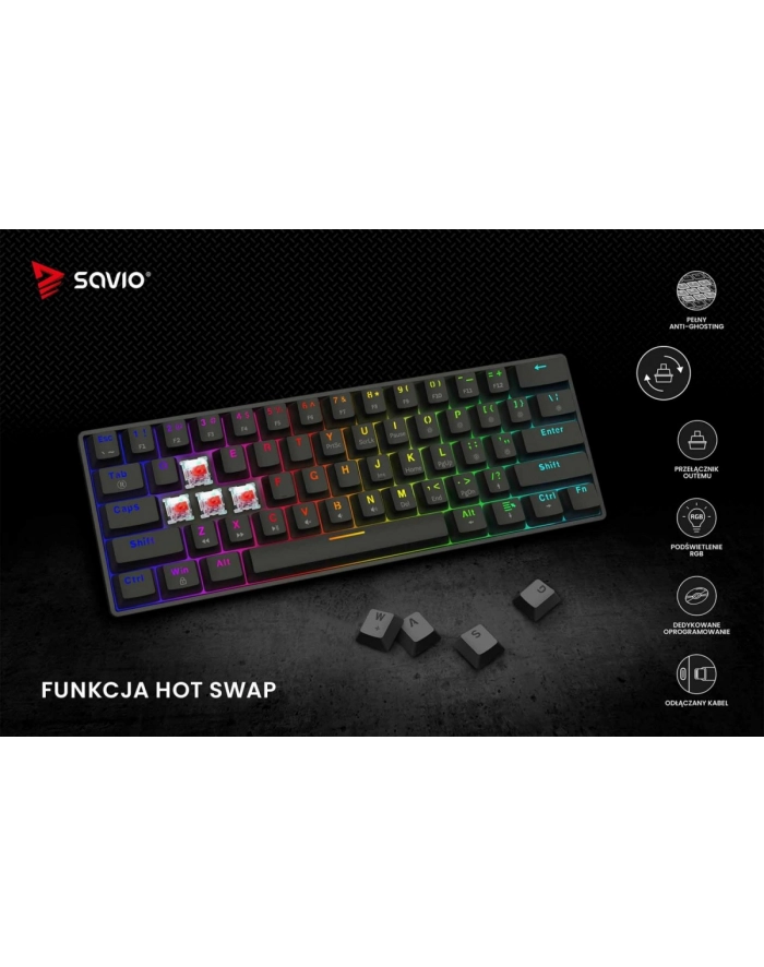 savio Klawiatura mechaniczna BLACKOUT X2  OUTEMU Red, Hot Swap główny