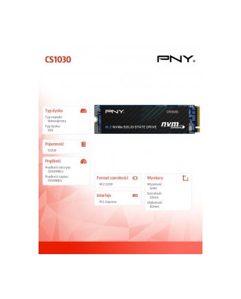 pny Dysk SSD 512GB M.2 2280 PCIe M280CS1030-512-BLK BULK