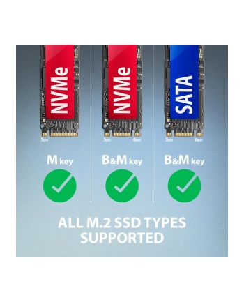 axagon ADM2-AM Adapter USB3.2 Gen 2 M.2 NVMe/SATA SSD 10Gbps 10cm USB-A cable nr 1
