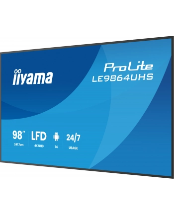 iiyama Monitor 98 '' LE9864UHS-B1AG, 24/7,VA,ANDROID14,4K,500cd,5000:1,    2xHDMI ,USB-C,RJ45, RS-232c, IR, 2x10W, 2xUSB, UCHWYT ŚCIENNY,iiSignage2,WiFi,Fa nr 2