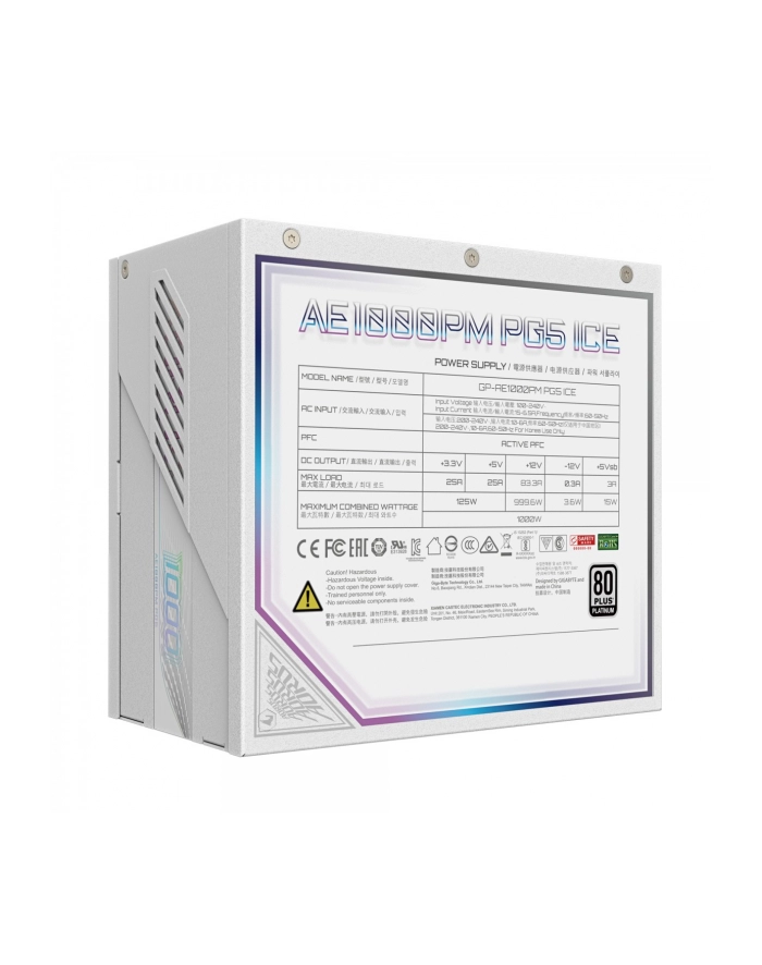 gigabyte Zasilacz MODULARNYny GP-AE1000PM PG5 ICE główny