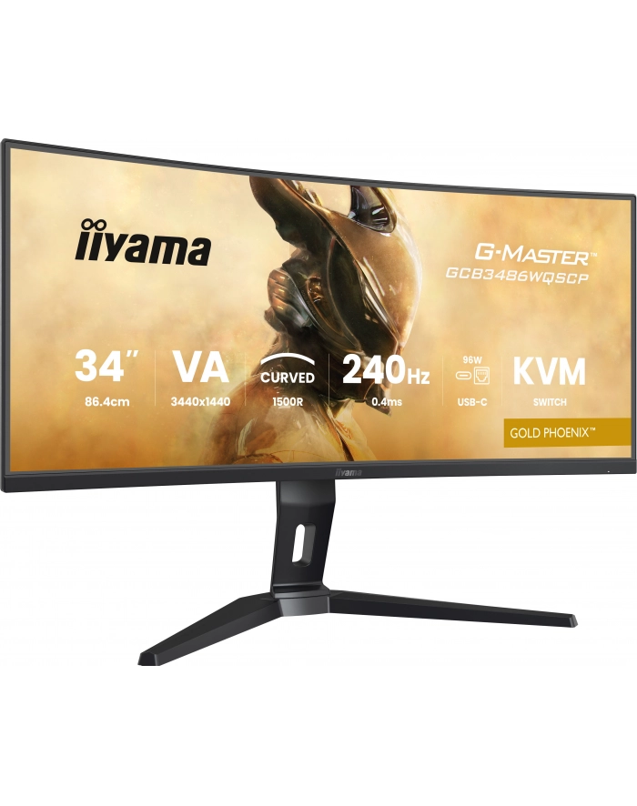 iiyama Monitor G-Master 34 cale GCB3486WQSCP-B1,VA,UWQHD,240HZ,1500R,500cd,21:9,     USB-C dock 95W, RJ45, 2x5W główny