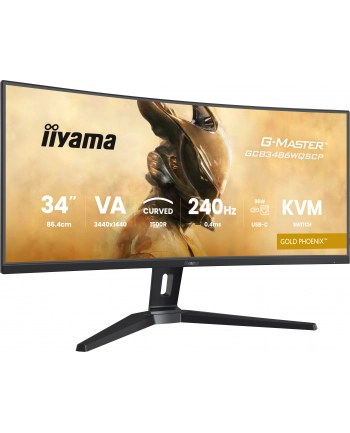 iiyama Monitor G-Master 34 cale GCB3486WQSCP-B1,VA,UWQHD,240HZ,1500R,500cd,21:9,     USB-C dock 95W, RJ45, 2x5W nr 2