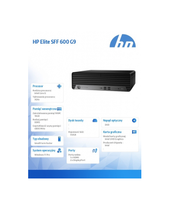hp inc. Komputer 600 G9 SFF i5-12500 512/16/W11P 6U4Q0EA