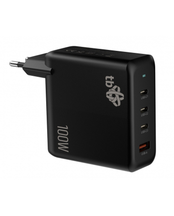 tb Ładowarka sieciowa 3x USB C + USB A Power Delivery czarna, GaN 100W