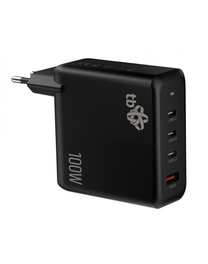 tb Ładowarka sieciowa 3x USB C + USB A Power Delivery czarna, GaN 100W główny