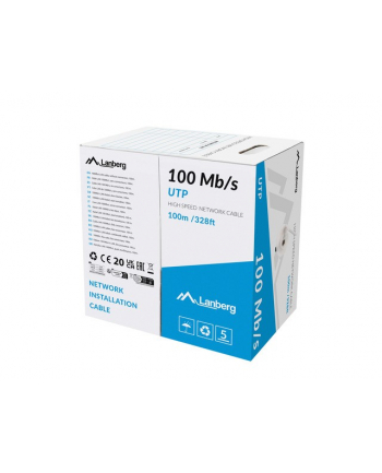 LANBERG Kabel LAN UTP 100mb/s 100m CCA drut Szary