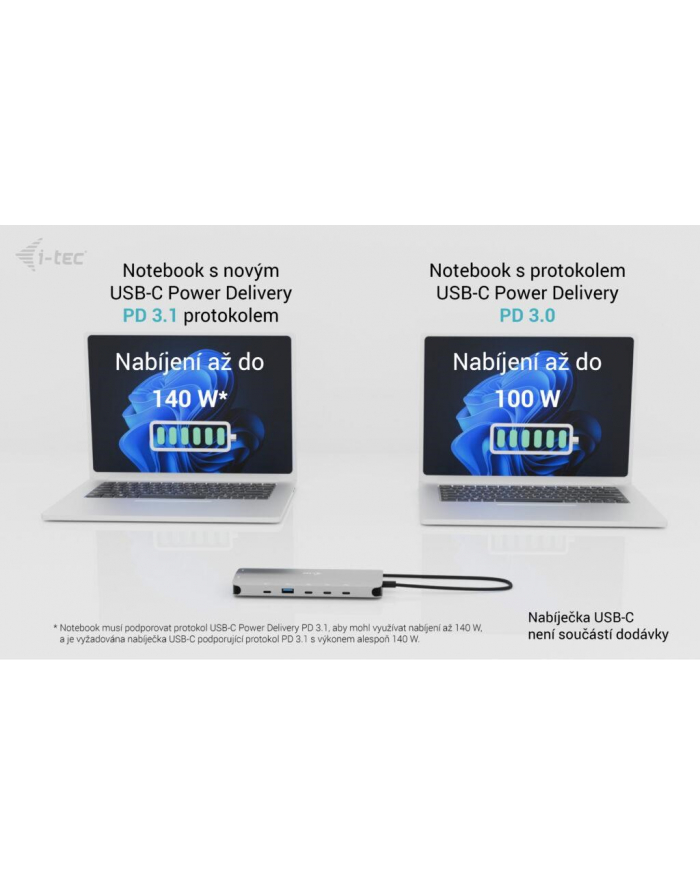 I-TEC USB-C Metal Nano Dock 2x HDMI 1x USB-C Video 1x GLAN 1x Audio/Mic 1xSD/microSD 1x USB 3.2 3x USB-C 3.2 Gen2 2x USB 2.0 PD140W główny