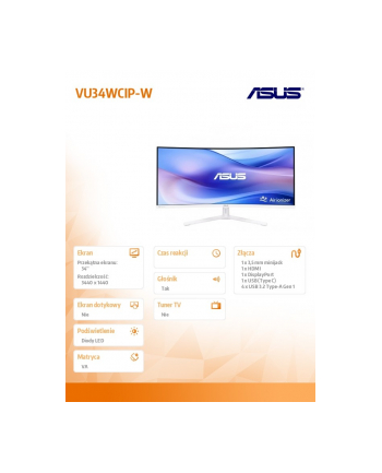 asus Monitor VU34WCIP-W EYE CAR WQHD 100Hz USB-C
