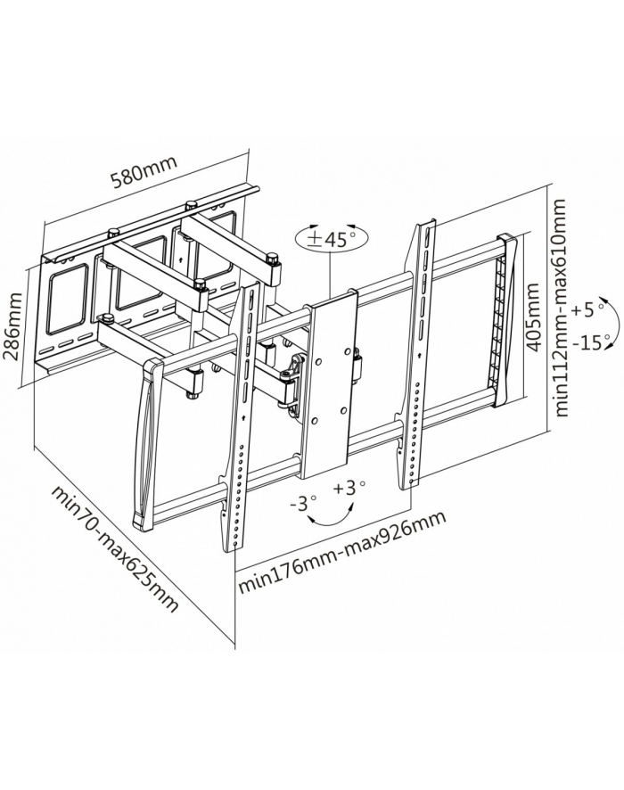 manhattan Uchwyt ścienny do TV 60-100'' LED/LCD 80kg obczerwonyowy uchylny główny