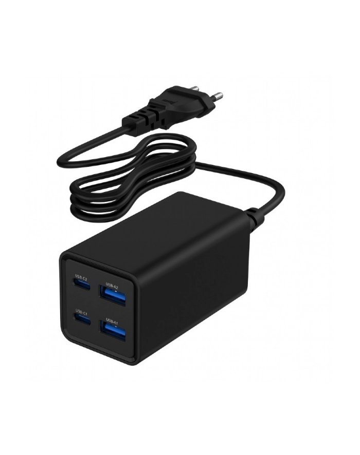 gembird Ładowarka uniwersalna 65W GaN 2xUSB-A 2xUSB-C szybkie ładowanie czarna główny