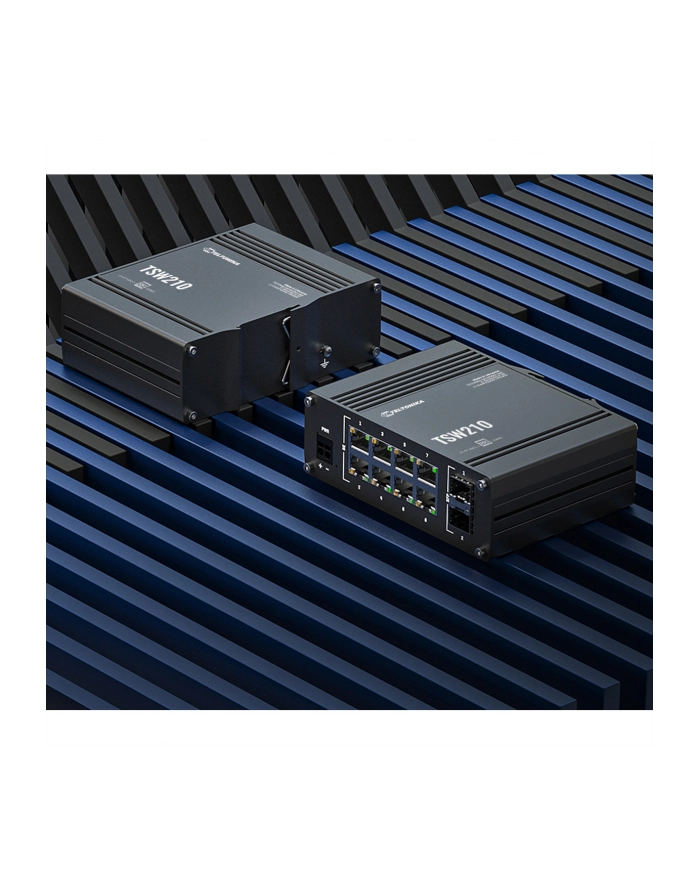 teltonika Przełącznik niezarządzalny TSW210 Switch 2xSFP 8xPoE+ 8xGbE DIN RAIL Back Panel główny