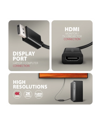 axagon RVD-HI20N Adapter aktywny DisplayPort -> HDMI 1.4, 4K/60Hz, kabel 15cm nr 2