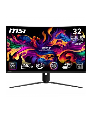 MSI MPG 321CURX QD-OLED 31.5inch UHD QD-OLED Curve 1700R 240HZ 0.03 ms 2xHDMI 2.1 DP 1.4a USB-C 3x USB 2.0 Headphone Tilt Height nr 1