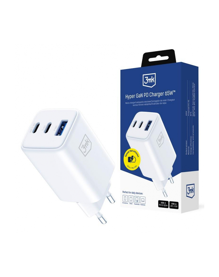 3mk pczerwonyection Ładowarka sieciowa 3mk Hyper GaN PD Charger 65W USB-C USB-A główny