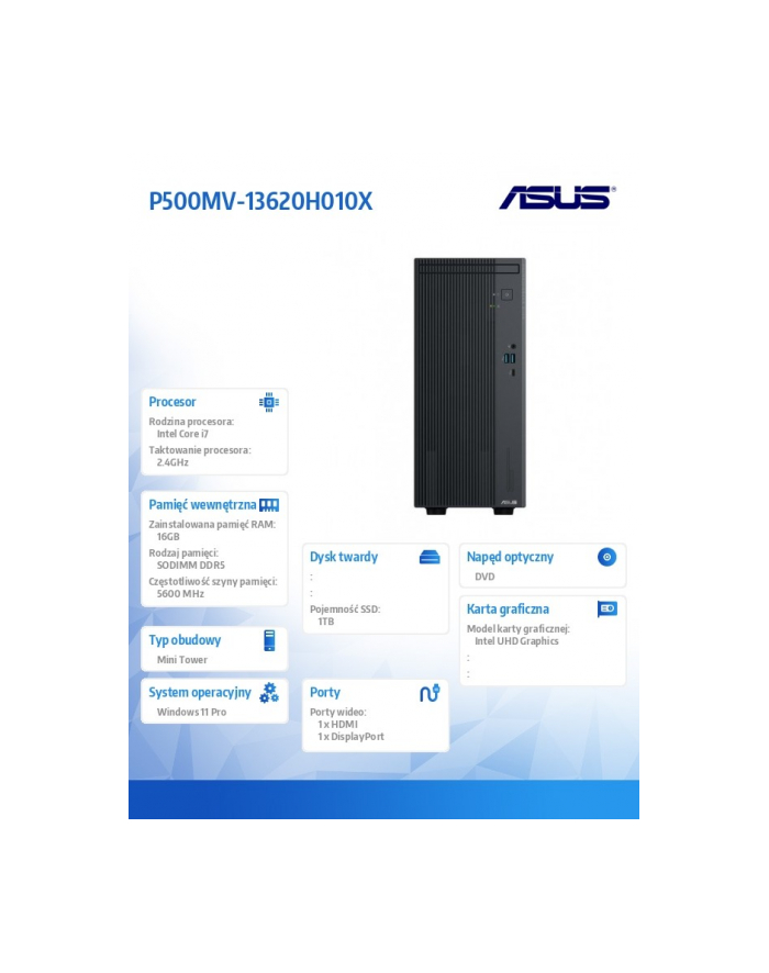 asus Komputer P500MV-13620H010X i7-13620H 16GB/1TB główny