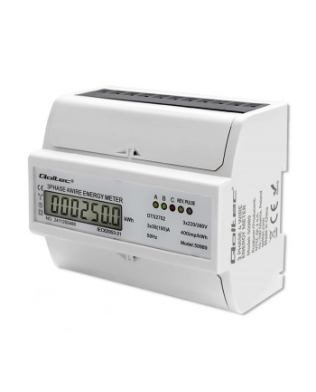 qoltec Trójfazowy dwukierunkowy elektroniczny licznik | miernik zużycia energii na szynę DIN | 400V | 100A | LCD | 4P nr 1