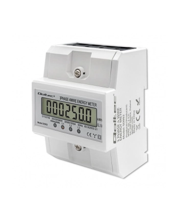 Miernik zużycia enrgii Qoltec na szynę DIN | Trójfazowy elektroniczny licznik | 400V | 100A | LCD | 4P nr 1