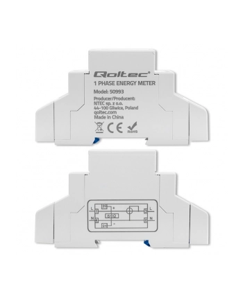 qoltec Jednofazowy elektroniczny licznik | miernik zużycia energii na  szynę DIN | 230V | 30A | LCD | 1P nr 1