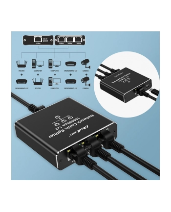 qoltec Rozdzielacz Splitter Ethernet mini SWITCH 1x3 RJ45 | 1000Mb/s |  USB-C | Aluminium nr 2