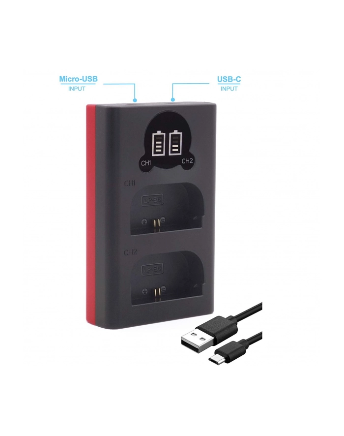 Baxxtar Pro Ladegerät LCD Dual dla LP-E6 główny