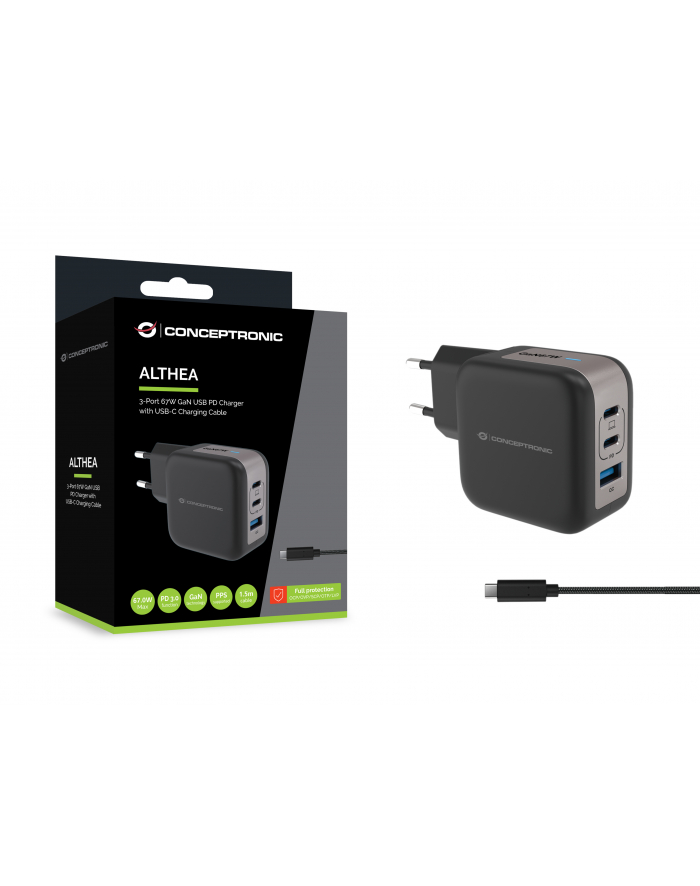 Conceptronic ALTHEA17B 3-Port 67W GaN USB PD Charger główny