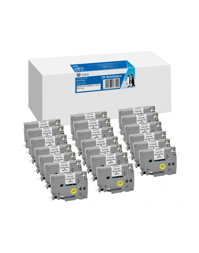20x G'amp;G Schriftband 9mm x 8m sw- ws komp. m. Bczerwonyher TZe-221 główny