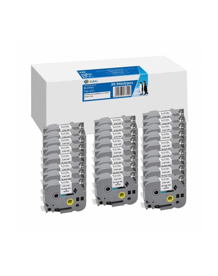 20x G'amp;G Schriftband 24mm x 8m sw ws komp. m. Bczerwonyher TZe-251 główny