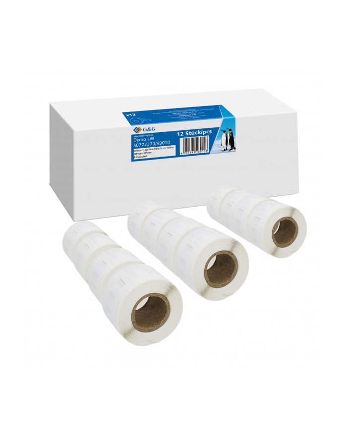 12x G'amp;G Etiketten 28mm x 89mm sw komp. m. Dymo 99010/ s0722370 główny