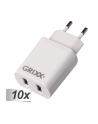 10x1 Grixx Power Adapter 220V Dual USB A White - nr 1