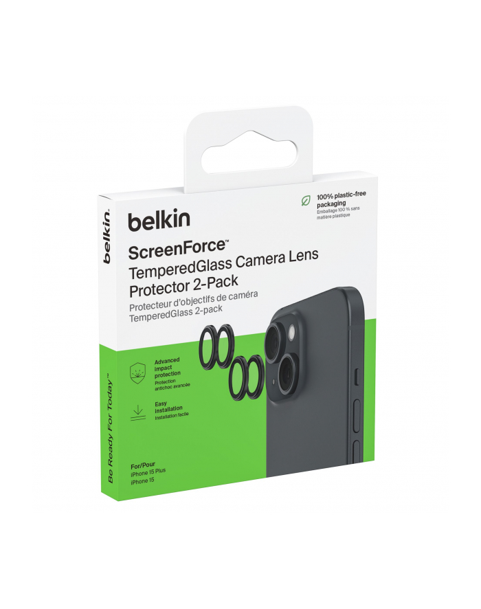 1x2 Belkin Kameralinsenschutz TempGlass iPhone 15/15 Plus główny