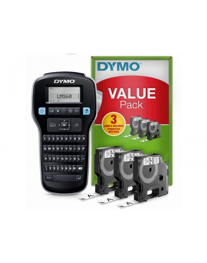 Drukarka etykiet Dymo LM 160 Value Pack +3xS0720530 taśma D1 czarna/biała 12mm główny