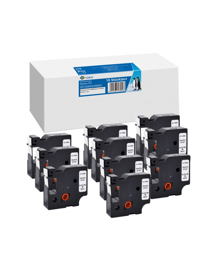 10x G'amp;G Schriftband 19mm x 7m sw komp m. Dymo D1/ 45803/ S0720830 główny