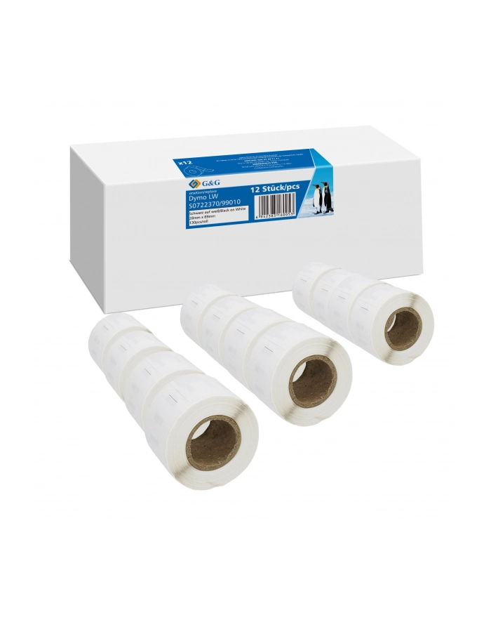 12x G'amp;G Etiketten 28mm x 89mm sw komp. m. Dymo 99010/ s0722370 główny