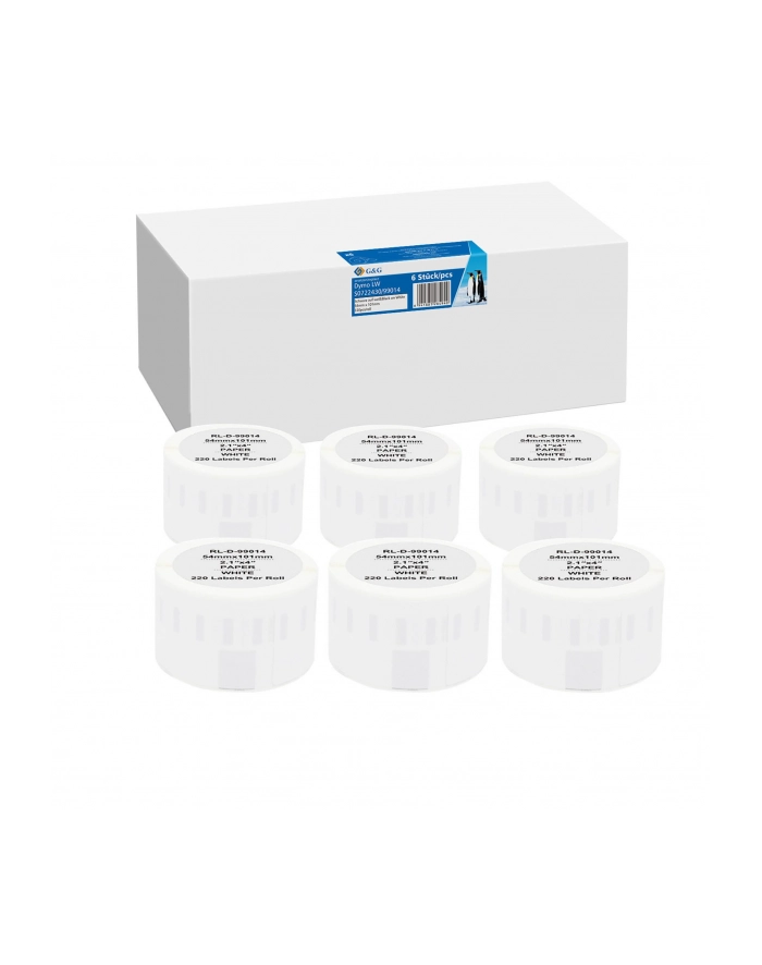 6x G'amp;G Etiketten 54mm x 101mm sw Komp. m. Dymo S0722430/ 99014 główny