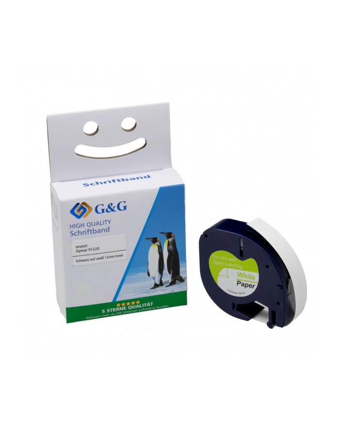 G'amp;G Schriftband 12mm x 4m sw-ws komp. m. Dymo S0721520/ 91220 główny