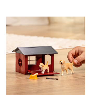 Schleich 42722 Zestaw Buda dla psa z psami rasy Golden Retriever Farm World