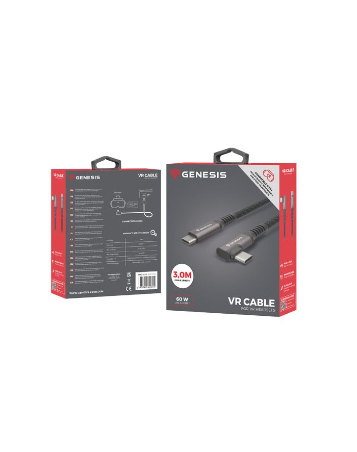 natec Kabel USB-C M/M 3.2 GEN 2 3M 10GB/S PD60W VR główny