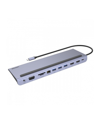 unitek HUB USB-C 11w1 USB-C, RJ45, PD 100W, 2x HDMI, VGA, SD, D1022B