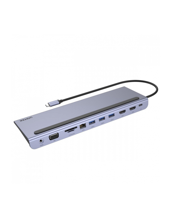 unitek HUB USB-C 11w1 USB-C, RJ45, PD 100W, 2x HDMI, VGA, SD, D1022B główny