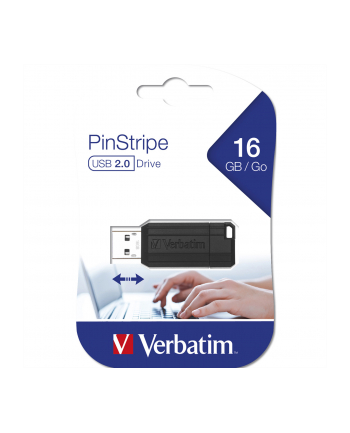PENDRIVE PINSTRIPE USB DRIVE 16GB 54X21X9.22MM CZARNA 49063 VERBATIM